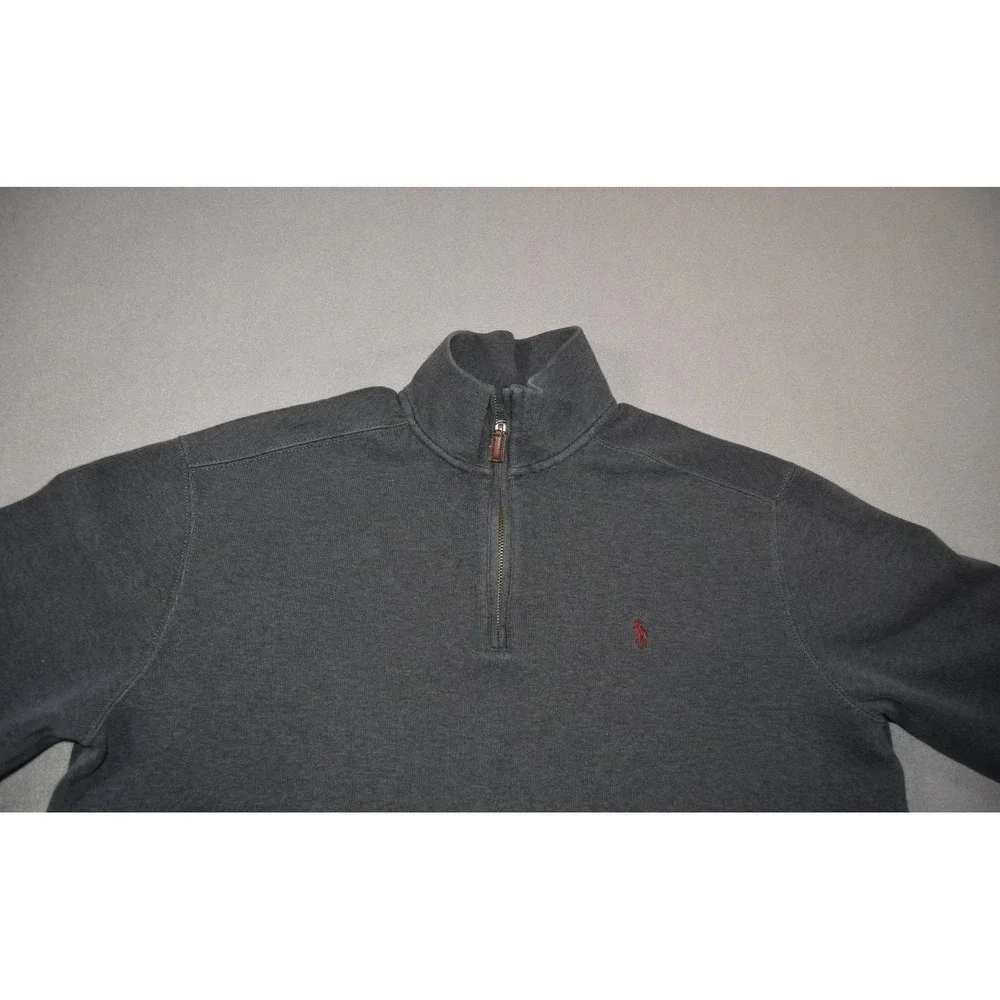 Polo Ralph Lauren Sweater Mens XL 1/4 Zip Pullover Grey Pony Cotton Pullover